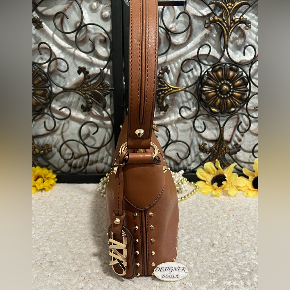 MICHAEL KORS Astor Re-Edition Leather Pouchette Bag Luggage Brown EUC! - Picture 7 of 11